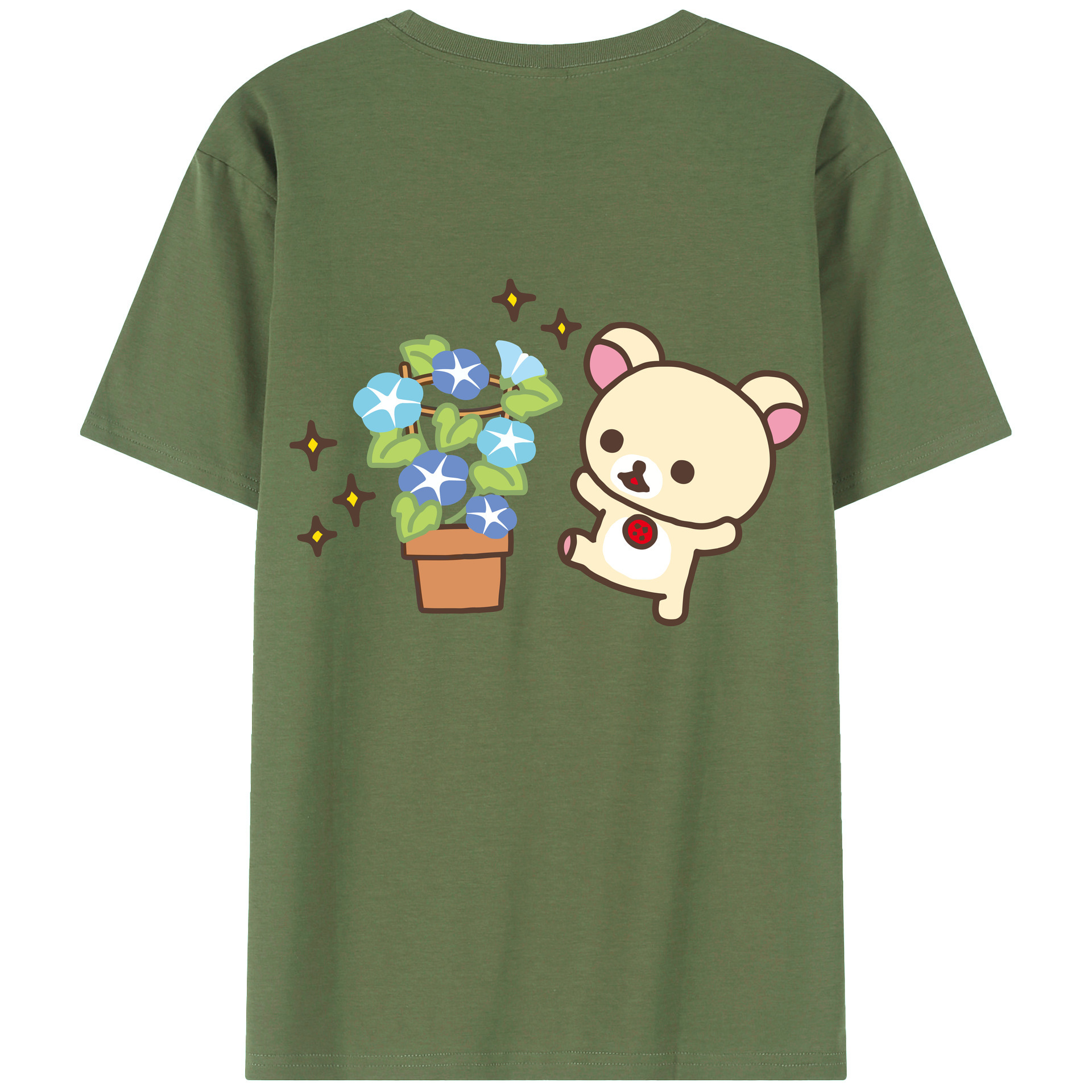 （画像用） リラックマ リラックマ キイロイトリ Rilakkuma Korilakkuma Kiiroitori 綿100％ メンズ半袖Tシャツ（バックプリント） 通気性